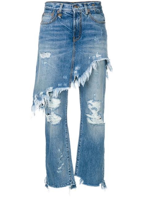 R13 Double Classic Distressed Mid-rise Straight-leg Jeans In Jasper W ...