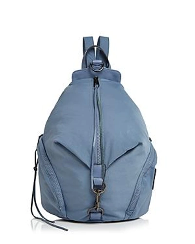 Shop Rebecca Minkoff Julian Nylon Backpack In Dusty Blue/silver
