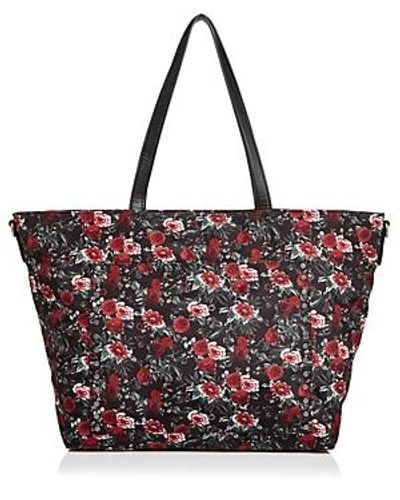 Shop Rebecca Minkoff Logan Nylon Diaper Bag In Rose Floral/silver
