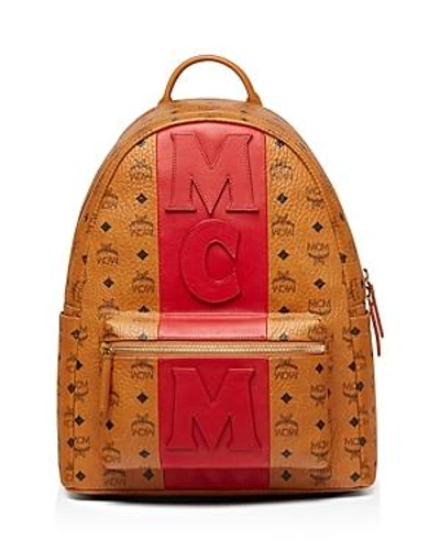 Shop Mcm Stark Stripe Backpack In Cognac