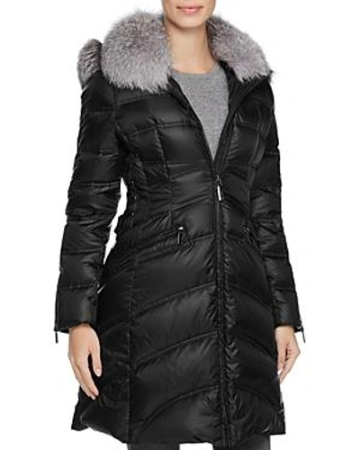 Shop Dawn Levy Cloe Fur Trim Down Coat In Black