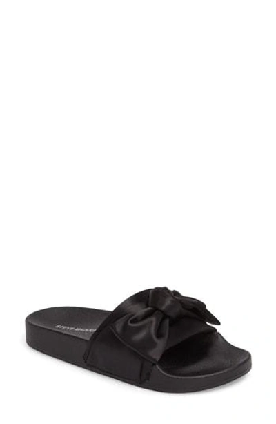 Shop Steve Madden Silky Slide Sandal In Black Satin