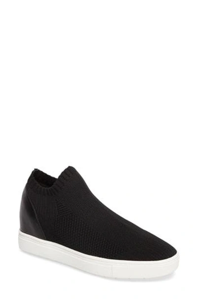 Shop Steve Madden Sly Hidden Wedge Knit Sneaker In Black Fabric