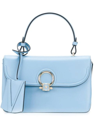 Shop Versace Small Dv One Bag - Blue