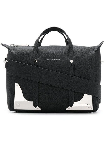 Shop Calvin Klein 205w39nyc Silver Plaque Shoulder Bag - Black