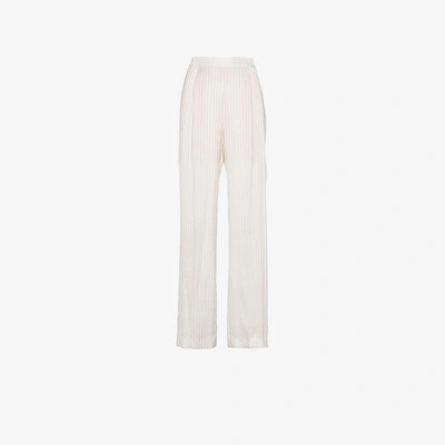 Shop Stella Mccartney Silk High Waisted Trousers In White