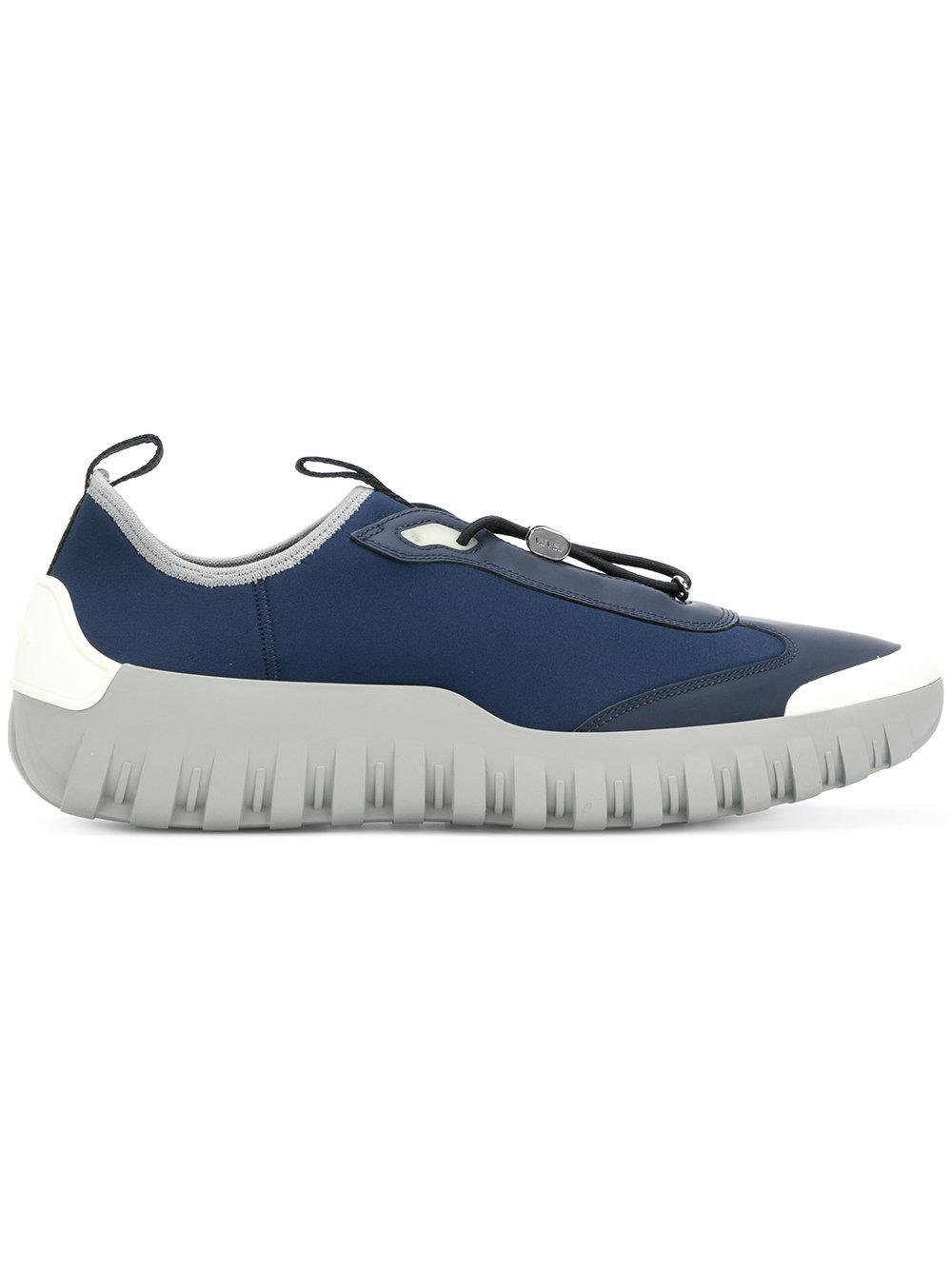 blue and white prada trainers