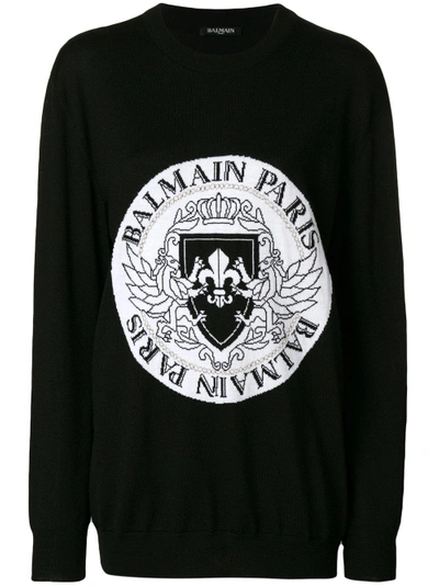 Shop Balmain Logo Oversized Sweater