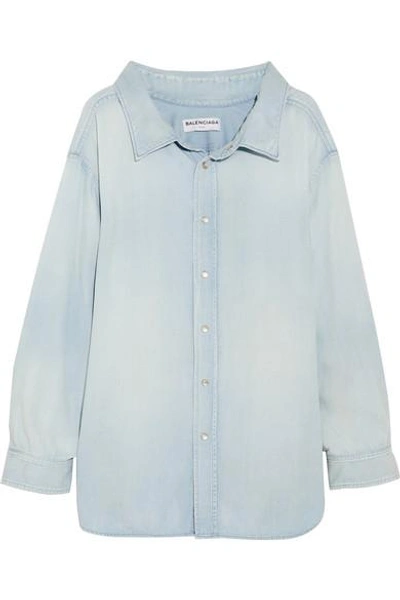 Shop Balenciaga Cotton-chambray Shirt In Blue