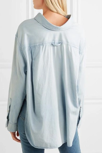 Shop Balenciaga Cotton-chambray Shirt In Blue