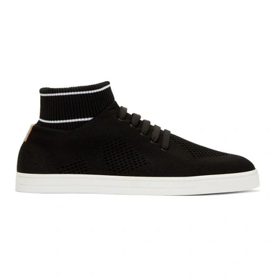 Shop Fendi Black Knit High-top Sneakers In Black F07lv