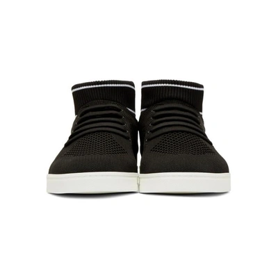 Shop Fendi Black Knit High-top Sneakers In Black F07lv