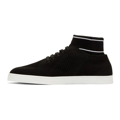 Shop Fendi Black Knit High-top Sneakers In Black F07lv