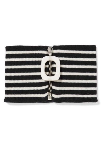 Shop Jw Anderson Striped Merino Wool Collar In Navy