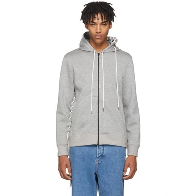 Shop Craig Green Grey Laced Zip Hoodie In 03 Grey