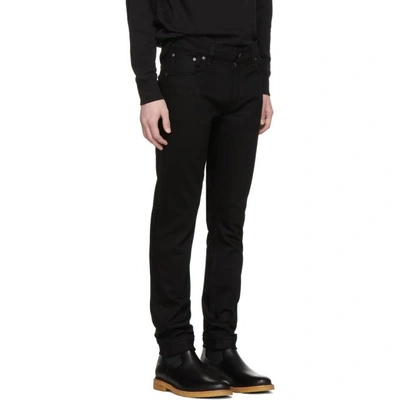 Shop Nudie Jeans Black Thin Finn Jeans In Dry Cold Bl