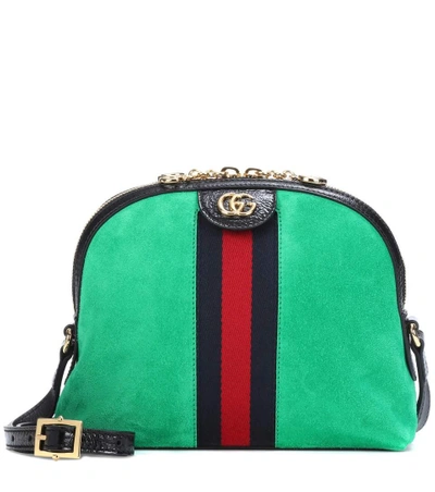 Shop Gucci Ophidia Suede Crossbody Bag In Green