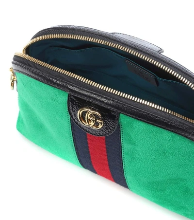 Shop Gucci Ophidia Suede Crossbody Bag In Green