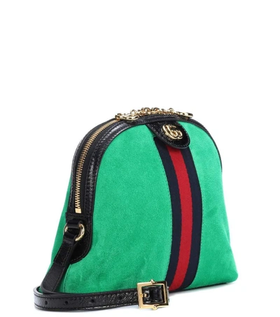 Shop Gucci Ophidia Suede Crossbody Bag In Green