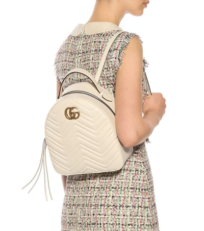 Shop Gucci Gg Marmont Matelassé Leather Backpack In White