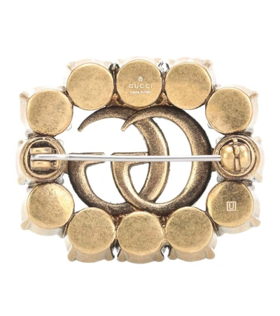 Shop Gucci Crystal-embellished Brooch In Green