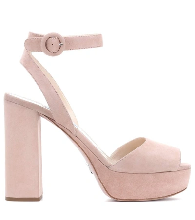 Shop Prada Suede Platform Sandals In Pink