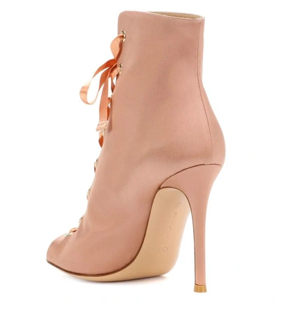 Shop Gianvito Rossi Exclusive To Mytheresa.com - Marie Satin Peep-toe Ankle Boots In Pink