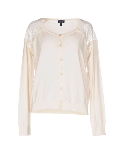 Shop Armani Jeans Cardigans In Ivory