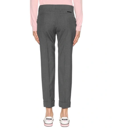 Shop Prada Cropped Wool Trousers In Grey