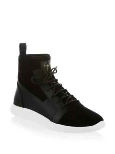 Shop Giuseppe Zanotti Suede High Top Sneaker Boot In Black