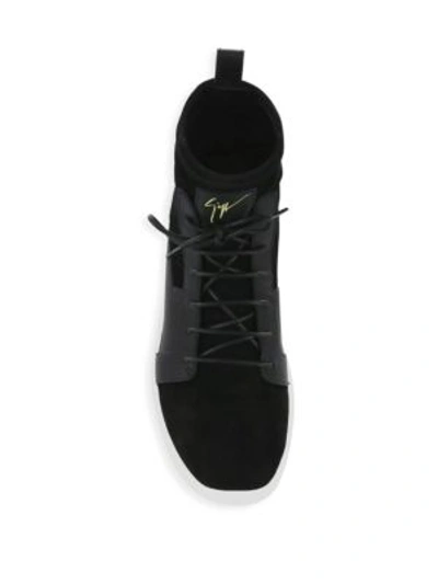 Shop Giuseppe Zanotti Suede High Top Sneaker Boot In Black