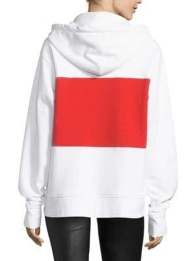 Shop Helmut Lang Shayne Logo Panel Zip-up Hoodie In White Red