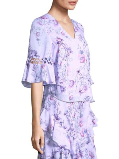 Shop Prose & Poetry Bonnie Flare V-neck Top In Lavender
