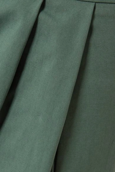 Shop Adam Lippes Pleated Stretch-cotton Poplin Culottes In Army Green