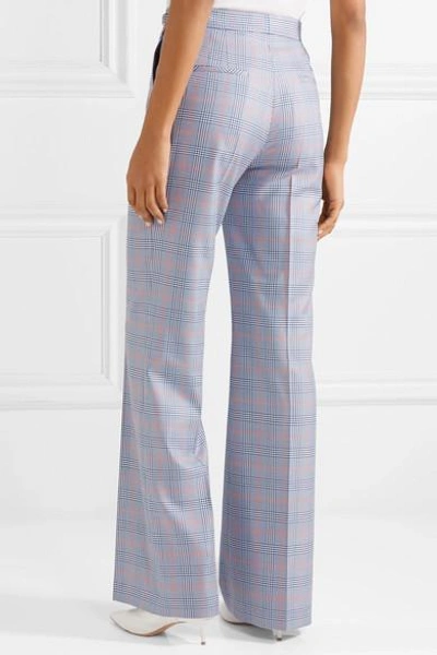 Shop Gabriela Hearst Vesta Checked Wool And Silk-blend Straight-leg Pants In Cobalt Blue