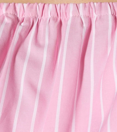 Shop Miu Miu Striped Cotton Crop Top In Pink