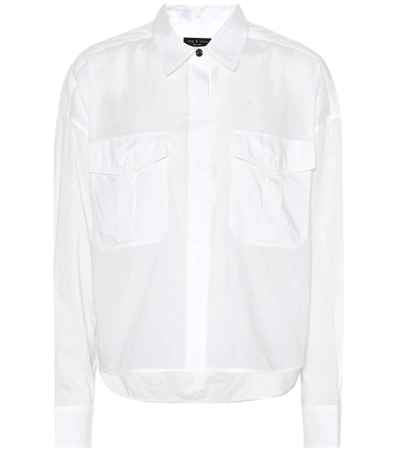 Shop Rag & Bone Cropped Mason Cotton Shirt In White