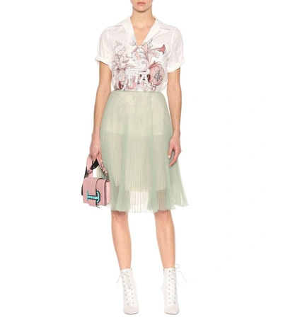 Shop Prada Printed Cotton Shirt In White