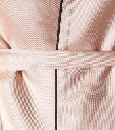 Shop Prada Feather Trimmed Silk Shirt In Pink