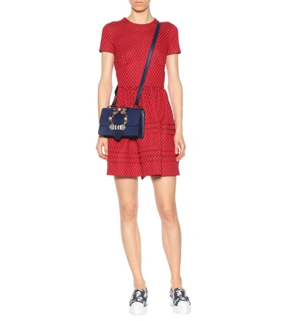 Shop Miu Miu Printed Cotton-blend Minidress In Red