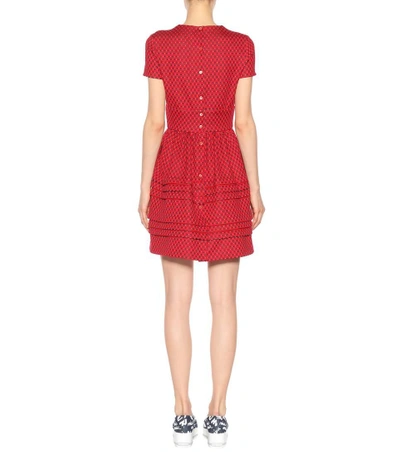 Shop Miu Miu Printed Cotton-blend Minidress In Red