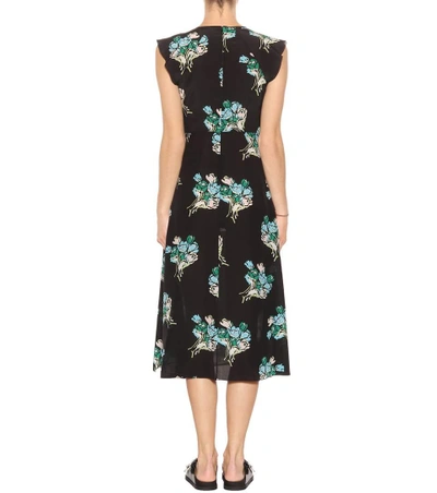 Shop Red Valentino Floral-printed Silk Dress In Black