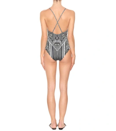 Shop Camilla Embellished One-piece Swimsuit In Black