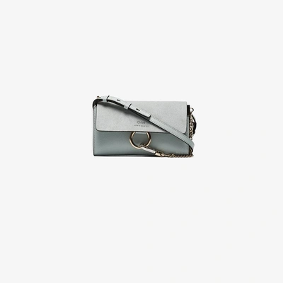 Shop Chloé Blue Faye Leather Wallet Bag