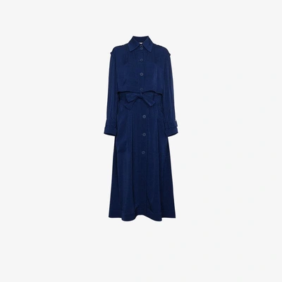 Shop Stella Mccartney Elasticated Waist Trench Coat In Blue