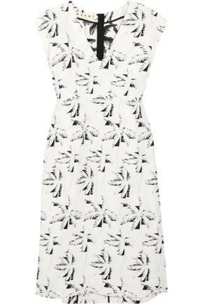 Shop Marni Crepe-jacquard Dress In White
