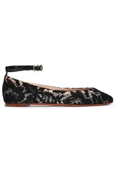 Shop Valentino Woman Corded Lace Ballet Flats Black