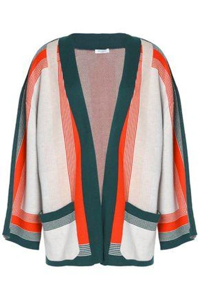 Shop Equipment Woman Striped Knitted Cardigan Red