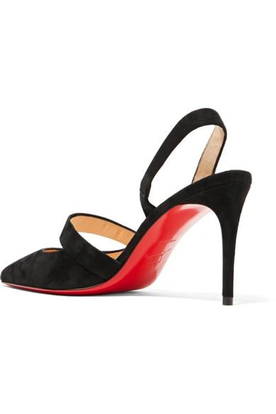 Shop Christian Louboutin Actina 85 Suede Slingback Pumps In Black