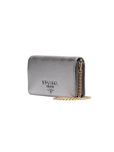 Prada Silver Saffiano Leather Wallet-On-Chain (WOC) QNA03E3RVB001